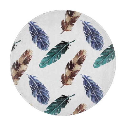 Planche À Découper Plumes colorées Texture tribale (Devant)