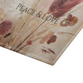 Planche À Découper Plumes de Boho à crème rouge Floral (Coin)