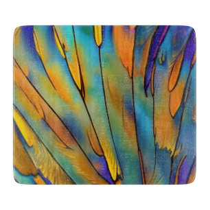 Planche À Découper Plumes en verre tendu AI Art Abstrait