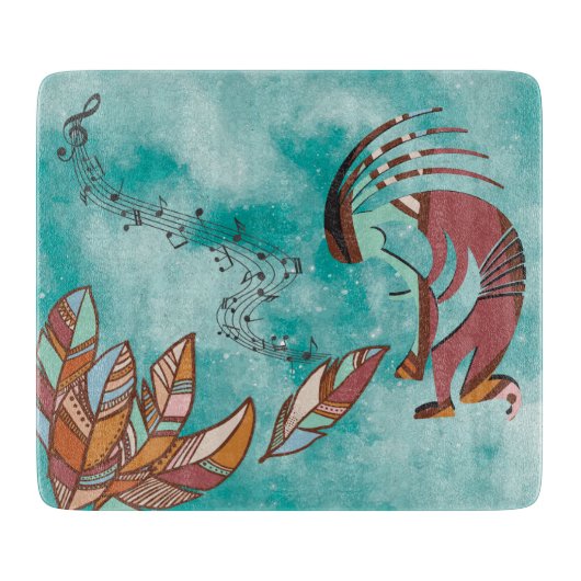 Planche À Découper Plumes et musique Kokopellii (Devant)