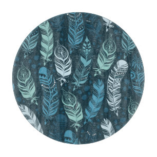 Planche À Découper Plumes ethniques : Motif coloré sans couture.
