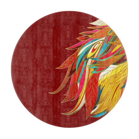 Planche À Découper Plumes Exotiques Rouges (Devant)