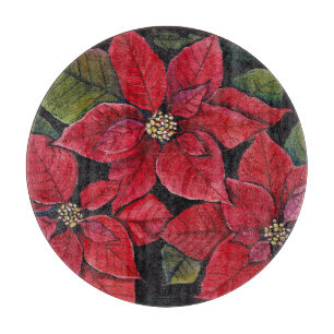 Planche À Découper Poinsététie Vibrante En Aquarelle