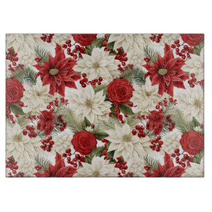 Planche À Découper Poinsettia de Noël – Conception florale des Fêtes
