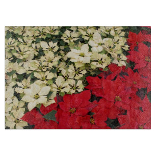 Planche À Découper Poinsettias blanches et rouges I Holiday Floral