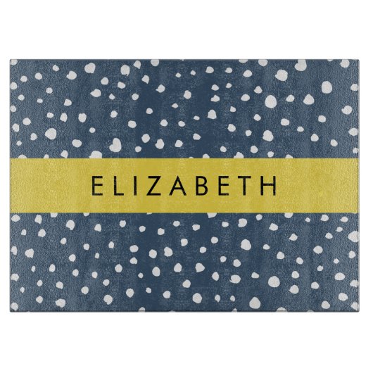 Planche À Découper Points Dalmatiens Bleus De La Marine, Spots, Dotés (Devant)