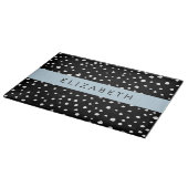 Planche À Découper Points dalmatiens, Spots, Noir et Blanc, Votre nom (Coin)