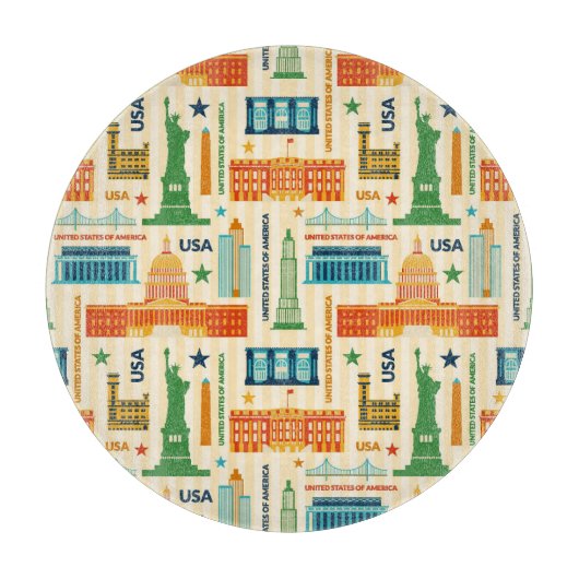 Planche À Découper Points de repère des Etats-Unis d'Amérique (Devant)