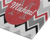 Planche À Découper Points décorés d'un monogramme noirs gris rouges (Coin)