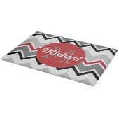 Planche À Découper Points décorés d'un monogramme noirs gris rouges (Coin)