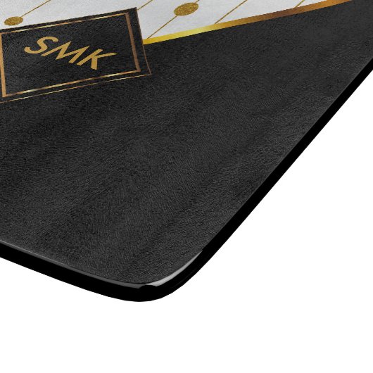 Planche À Découper Points noirs, blancs et or modernes (Coin)