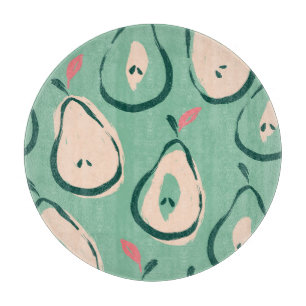 Planche À Découper Poires d'été : motif de fruits frais.