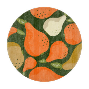 Planche À Découper Poires, feuille : papier peint vintage coloré.