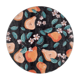 Planche À Découper Poires juteuses : motif de fruits dessiné à la mai