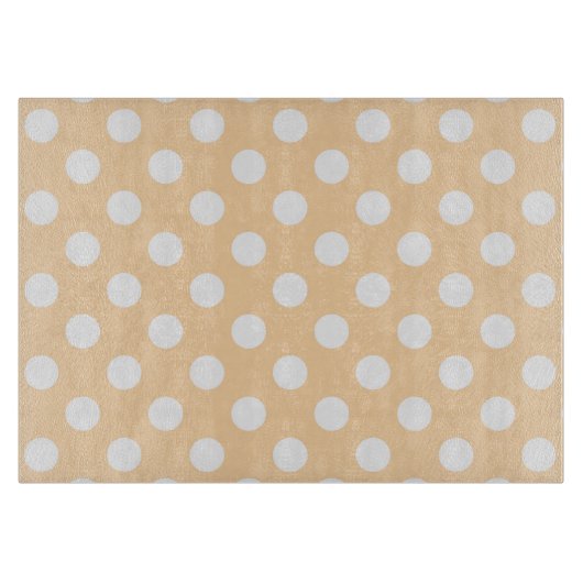 Planche À Découper Pois blancs sur beige (Devant)