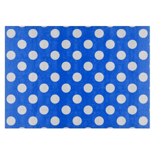 Planche À Découper Pois blancs sur bleu royal (Devant)