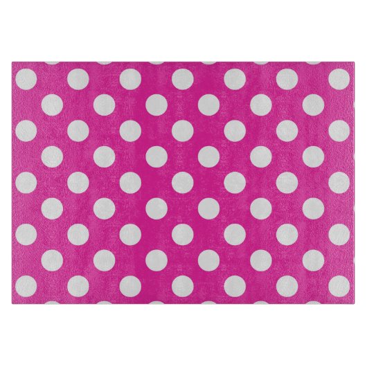 Planche À Découper Pois blancs sur fuchsia (Devant)