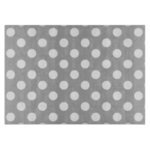 Planche À Découper Pois blancs sur gris