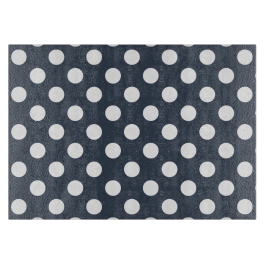 Planche À Découper Pois blancs sur gris bleu (Devant)