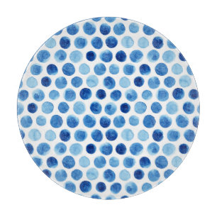 Planche À Découper Pois bleus, motif aquarelle sans couture.