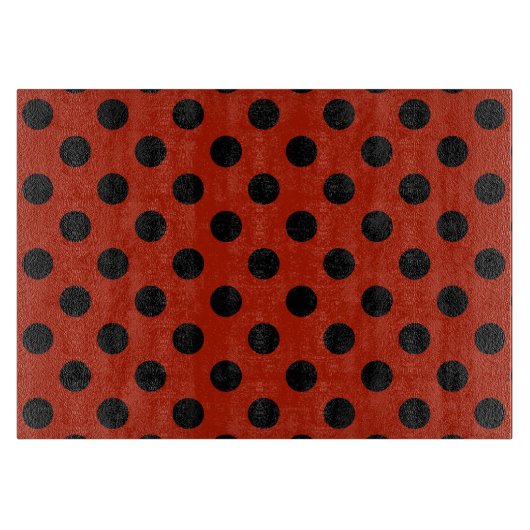 Planche À Découper Pois noirs en rouge (Devant)