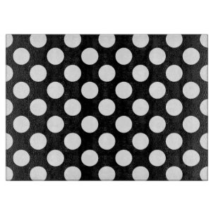 Planche À Découper Pois noirs et blancs, Motif Polka