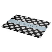 Planche À Découper Pois noirs et blancs, pointillés, Votre nom (Coin)