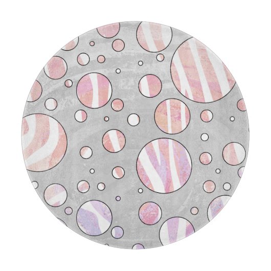 Planche À Découper Pois rose et blanc Zebra (Devant)