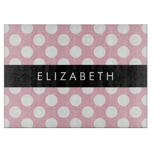 Planche À Découper Pois roses, Motif Pointe Polka, Votre Nom (Devant)