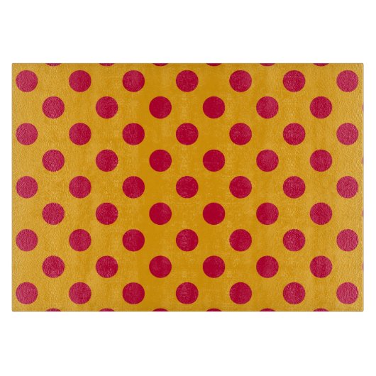 Planche À Découper Pois rouges sur jaune (Devant)