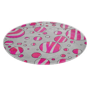 Planche À Découper Pois Zèbre rose chaud et blanc