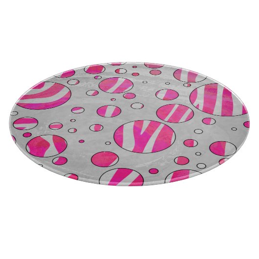 Planche À Découper Pois Zèbre rose chaud et blanc (Coin)