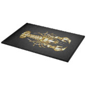 Planche À Découper Poisson à langouste polygonale dorée sur noir (Coin)