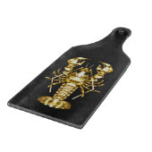 Planche À Découper Poisson à langouste polygonale dorée sur noir (Coin)