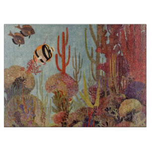 Planche À Découper Poisson-ange dans le corail, poissons tropicaux vi