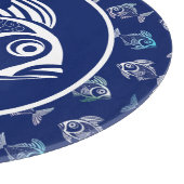 Planche À Découper Poisson Blanc Dans La Mer Bleue Profonde (Coin)