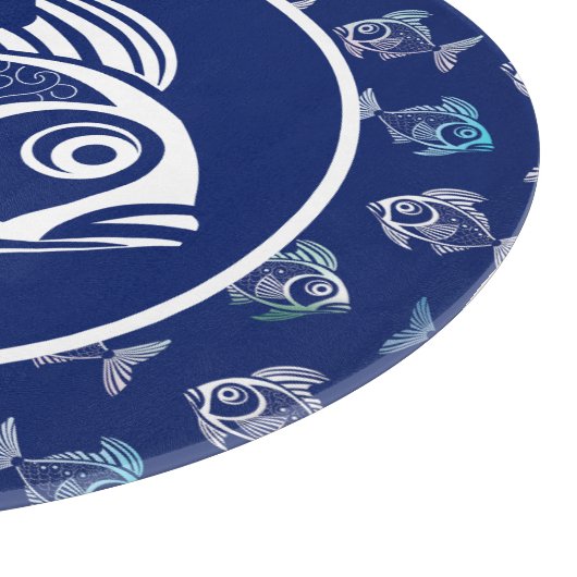 Planche À Découper Poisson Blanc Dans La Mer Bleue Profonde (Coin)