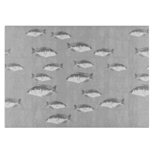 Planche À Découper Poisson gris monochrome