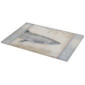 Planche À Découper Poisson gris sur Arrière - plan beige (Coin)
