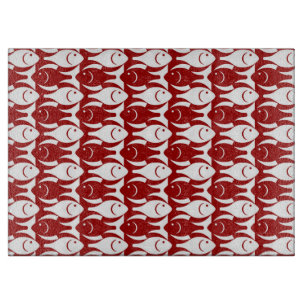 Planche À Découper Poisson Modernisme du milieu du XXe siècle, rouge