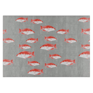 Planche À Découper Poisson rouge et gris