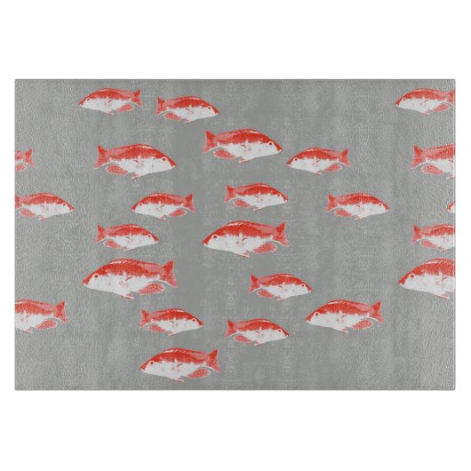 Planche À Découper Poisson rouge et gris (Devant)