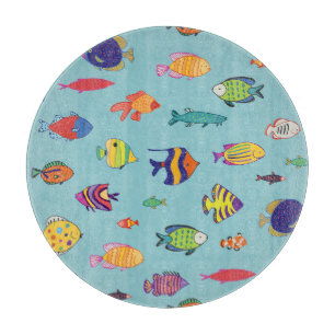 Planche À Découper Poisson tropical, motif vintage