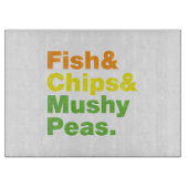 Planche À Découper Poissons & Chips & Pois Musqués. (Devant)