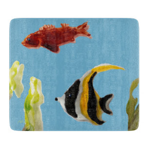 Planche À Découper Poissons dans la peinture marine
