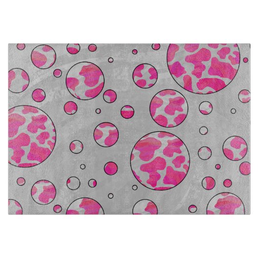 Planche À Découper Poka Dot Vache rose et blanc (Devant)