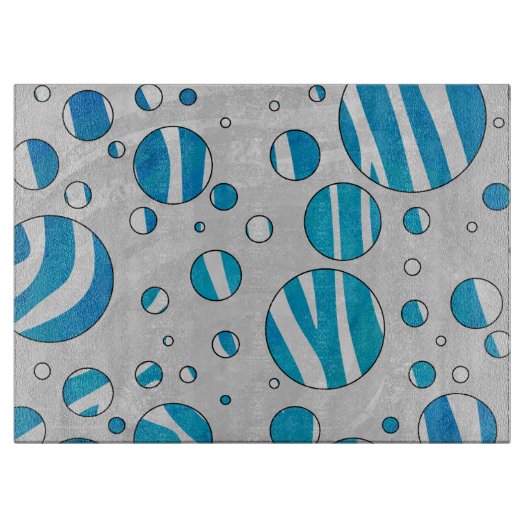 Planche À Découper Polka blanc et bleu Zebra (Devant)