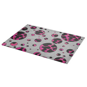 Planche À Découper Polka Dot Cow Hot Rose et Black Print