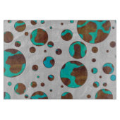 Planche À Découper Polka Dot Cow Impression Brown et Turquoise (Devant)