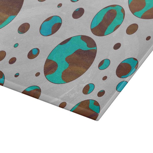 Planche À Découper Polka Dot Cow Impression Brown et Turquoise (Coin)